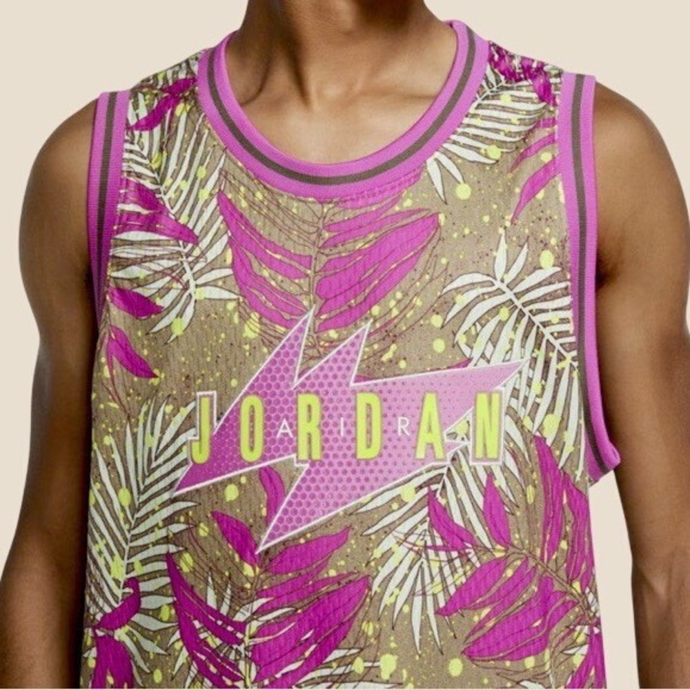 Jordan Sport DNA Mesh Jersey CJ4314-225 Mens Medium Tropical Pink Tan Splatter